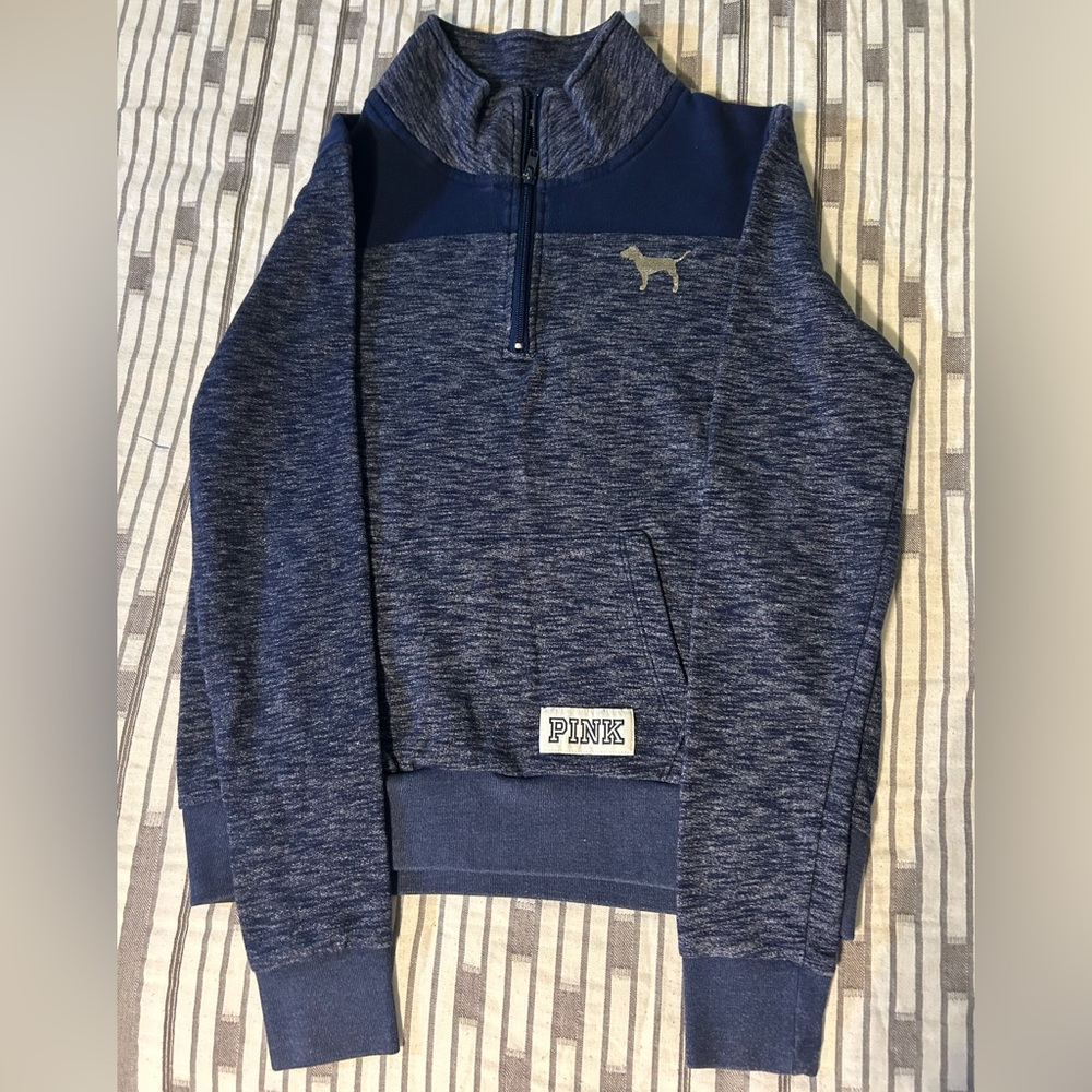 PINK Victoria's Secret Blue Half-Zip Sweatshirt